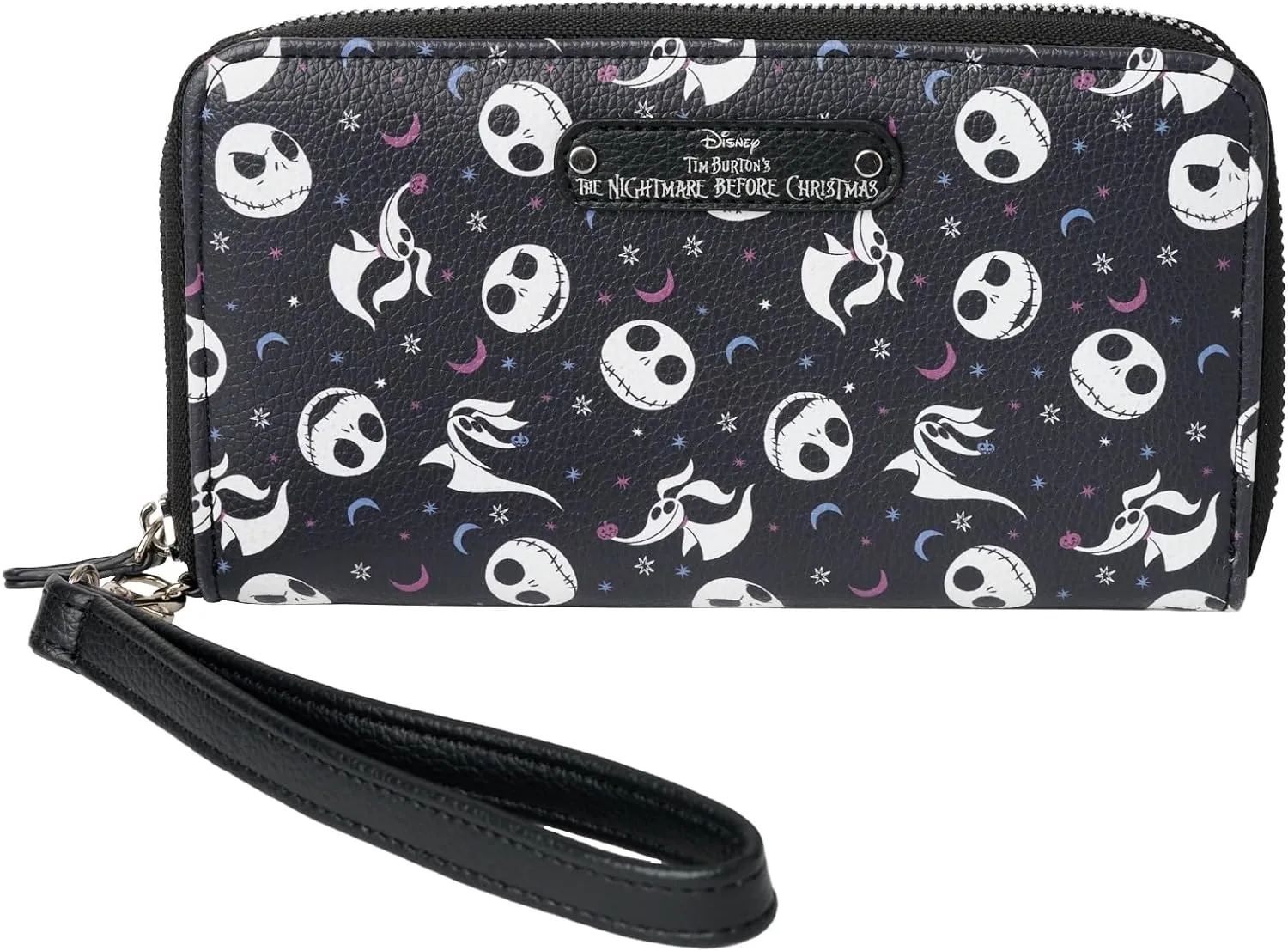 Disney Wallet Wristlet Zip Clutch Faux Leather (Jack Skellington Black)