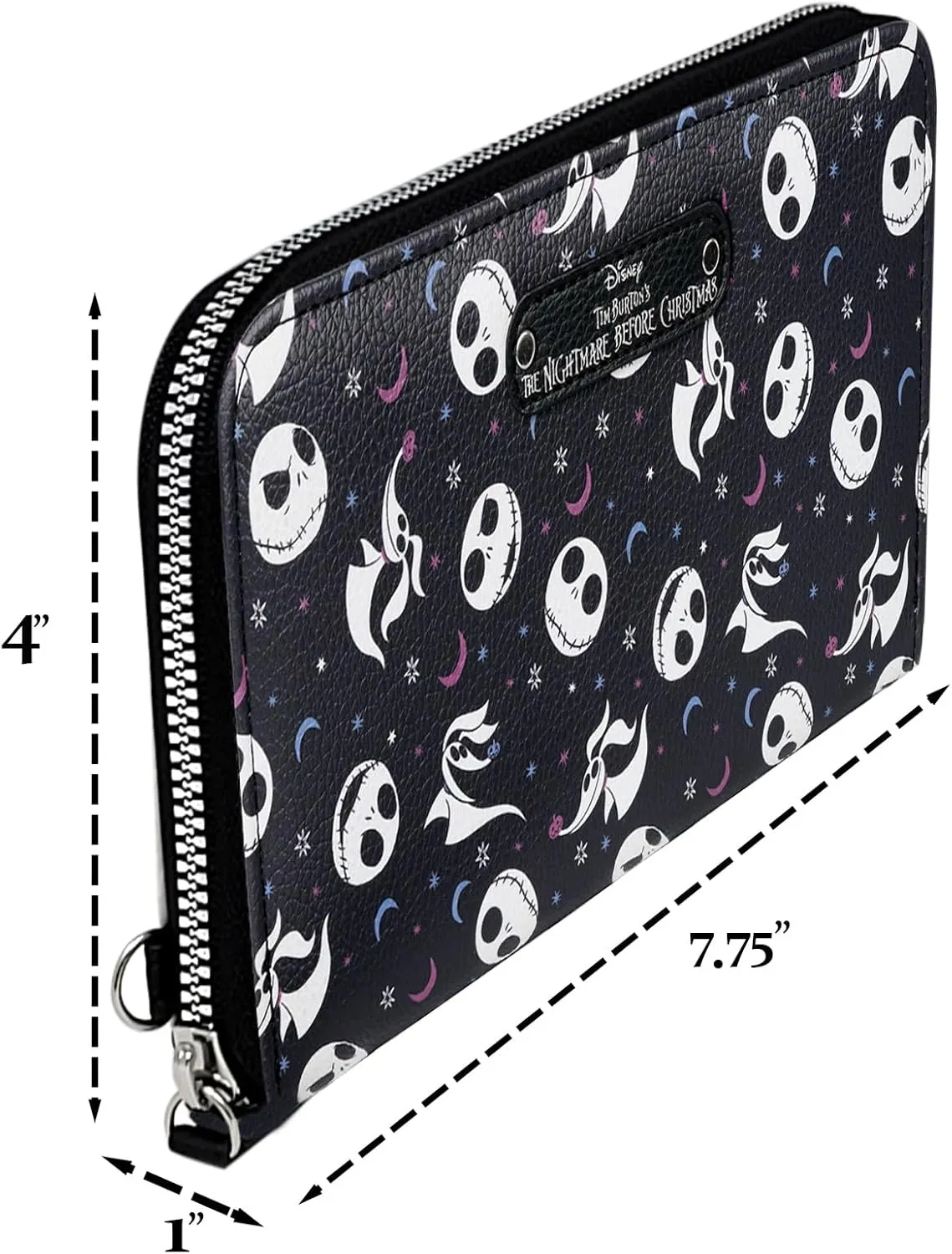 Disney Wallet Wristlet Zip Clutch Faux Leather (Jack Skellington Black)