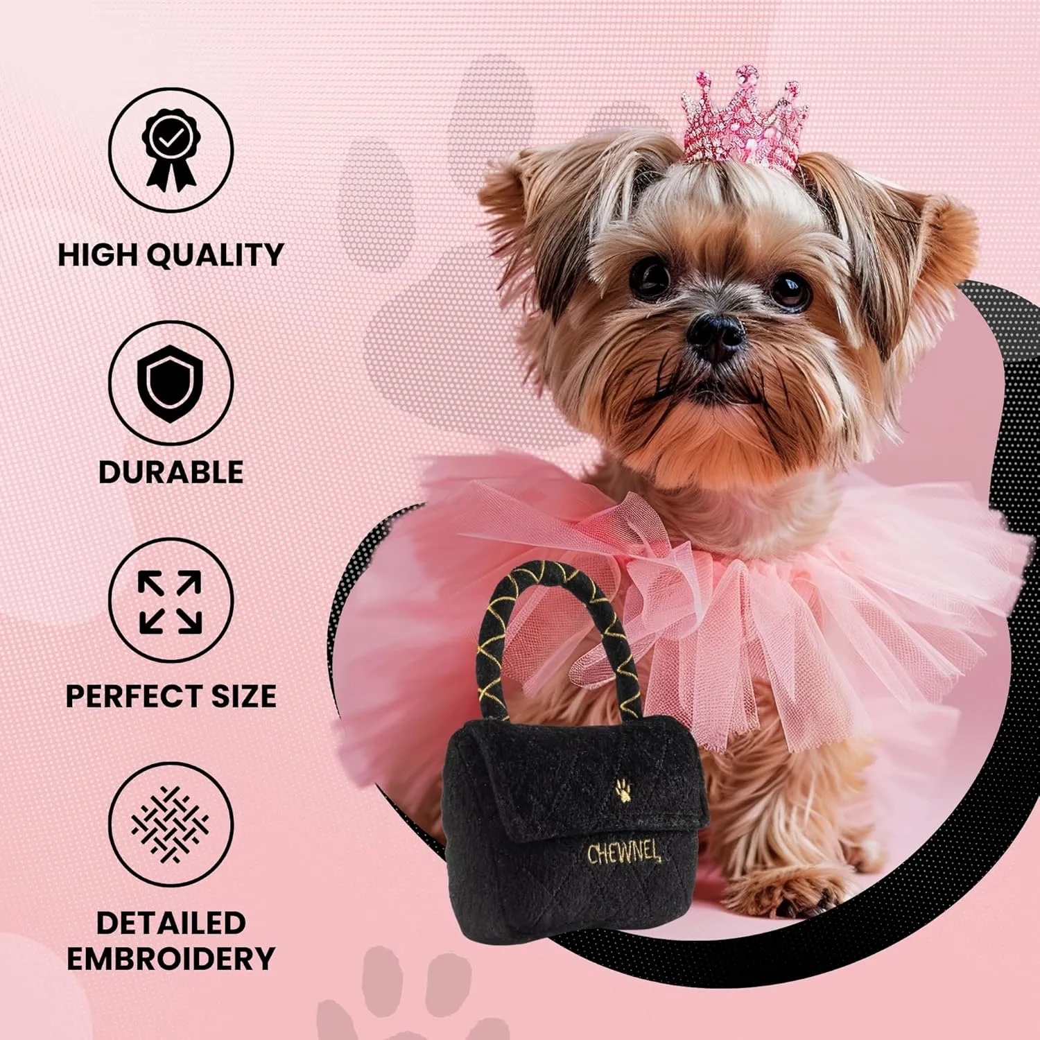 Dog Diggin Designs Runway Pup Collection | Unique Squeaky Parody Plush Dog Toys – Haute Couture Purses & Handbags