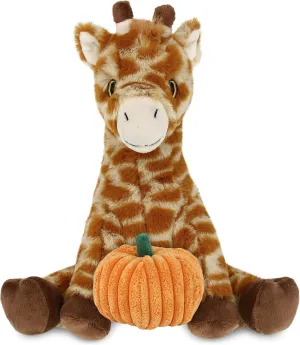 DolliBu Eco Friendly Super Soft Giraffe Stuffed Animal with Pumpkin Decor - Pumpkin Plush Animal for Fall, Halloween and Thanksgiving, Pumpkin Toy for Baby, Kids, Adults - 10 Inches