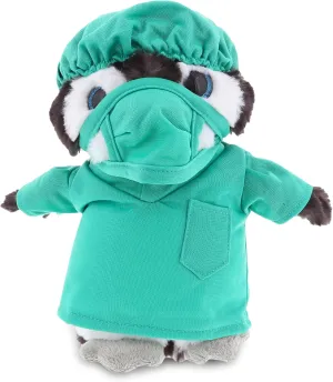 DolliBu Grey Penguin Doctor Plush Toy - Super Soft Penguin Doctor Stuffed Animal Dress Up with Cute Uniform and Cap Outfit - Gift for Doctor, Nurse, Surgeon, Dentist - 9 Inch