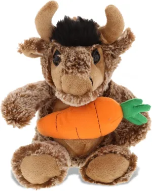 DolliBu Happy Easter Super Soft Plush Sitting Buffalo with Carrot - Cute Stuffed Animals with Carrot Plush Toy, Perfect Easter Holiday Surprise Gift - 8.5 Inch