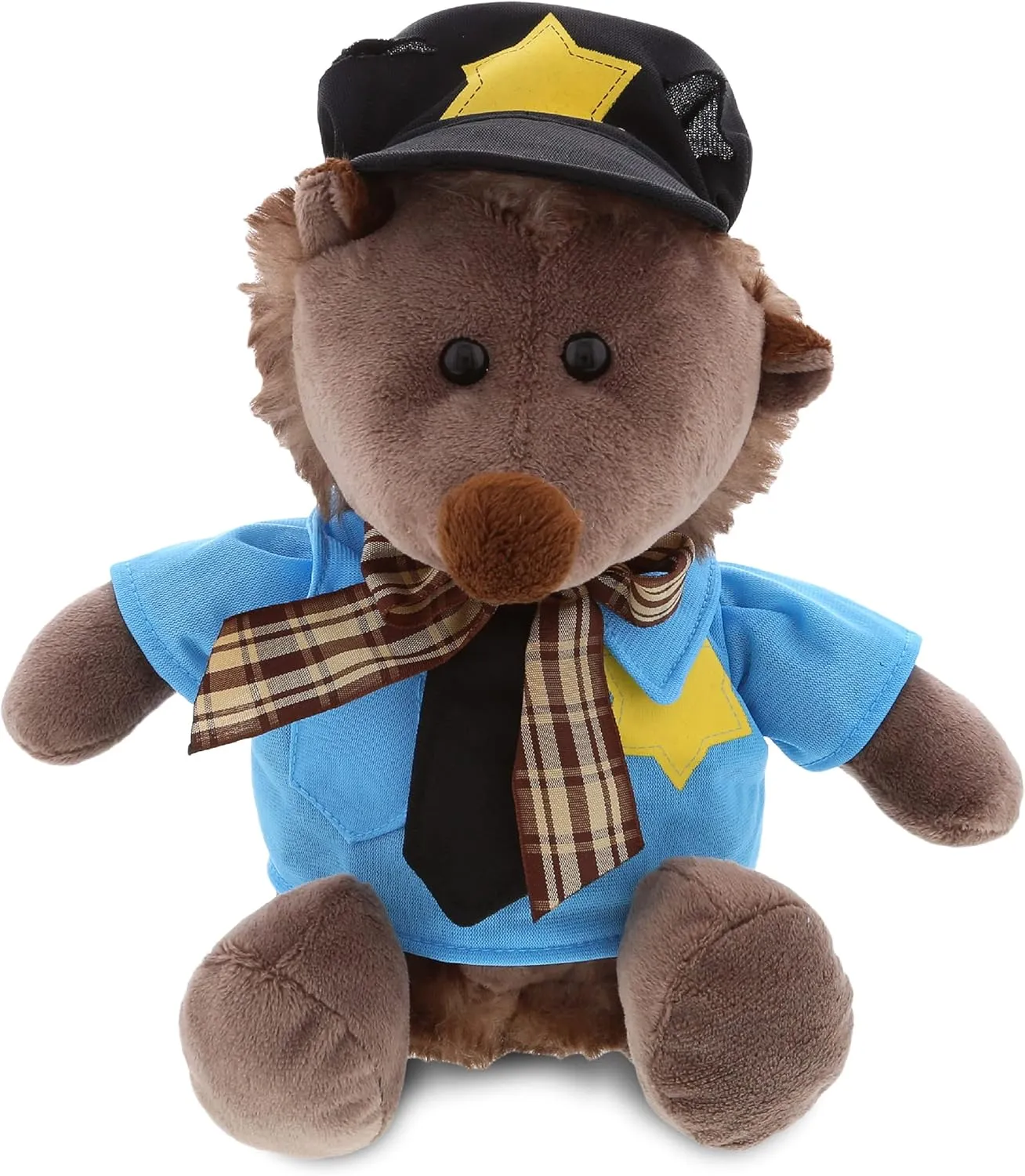 DolliBu Hedgehog Police Officer Plush Toy - Soft Hedgehog with Ribbon Cop Stuffed Animal Dress Up with Cute Cop Uniform & Cap Outfit - Gift with Personalization - 9" Inch