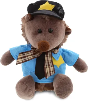 DolliBu Hedgehog Police Officer Plush Toy - Soft Hedgehog with Ribbon Cop Stuffed Animal Dress Up with Cute Cop Uniform & Cap Outfit - Gift with Personalization - 9" Inch