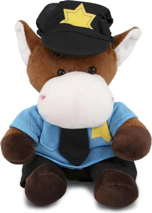 DolliBu Horse Police Officer Plush Toy - Super Soft Horse Cop Stuffed Animal Dress Up with Cute Cop Uniform and Cap Outfit - Plush Gift with Personalization - 6 Inches
