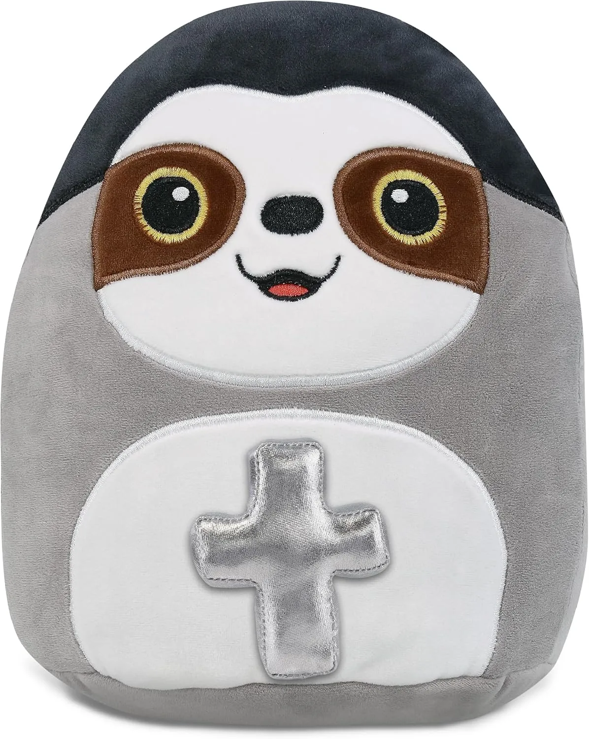 DolliBu Sloth Stuffed Animal with Silver Cross and Personalization - Religious Baptism Gifts for Boys and Girls, Dedication Christening Gifts Plush Prayer Toy Healing Teddy Bear - 10 Inches