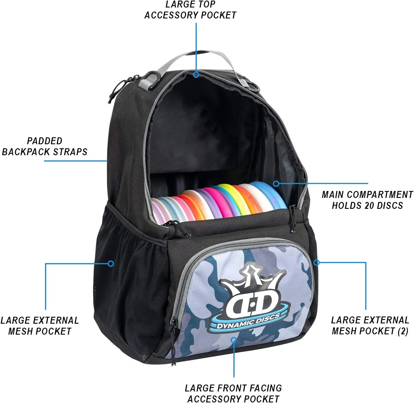Dynamic Discs Cadet Disc Golf Bag - 17  Discs Capacity - Beginner Disc Golf Accessories for Men - USA Business & Support - Includes Accessories Pouch & Water Bottle Holder - Lightweight & Durable