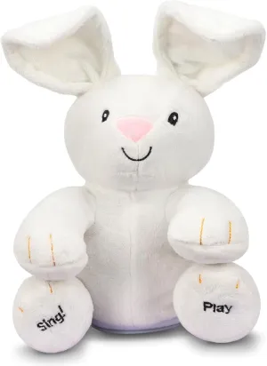 Easter Flora Bunny Animated Singing Plush Toy | 13” Interactive Easter Basket Stuffer with Peek-A-Boo & Lullabies | Cream Resurrection Day Gifts for Babies 0 