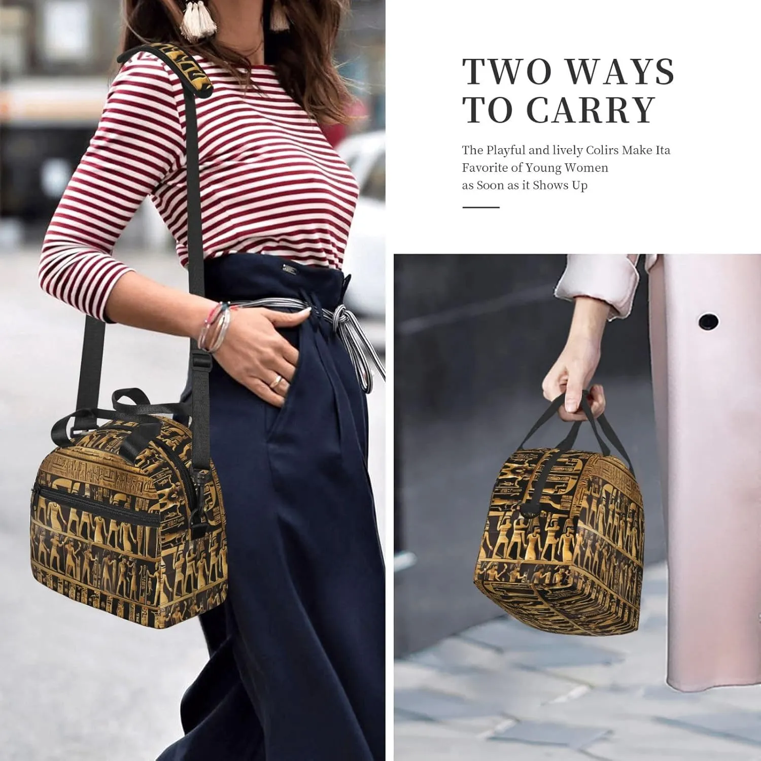 Egypts Hieroglyphics Insulated Lunch Bag Lunch Box For Women Men Reusable Tote For Office Gym Outings