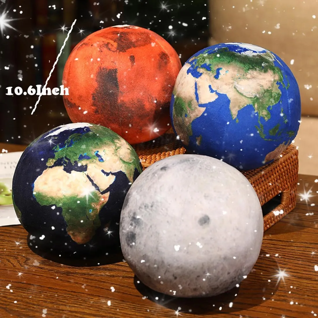 ELAINREN Soft Planet Earth Plush Toy Realistic Stuffed Space Planet Toy Cute Solar System Planet Plushie Doll Gifts/10.6''