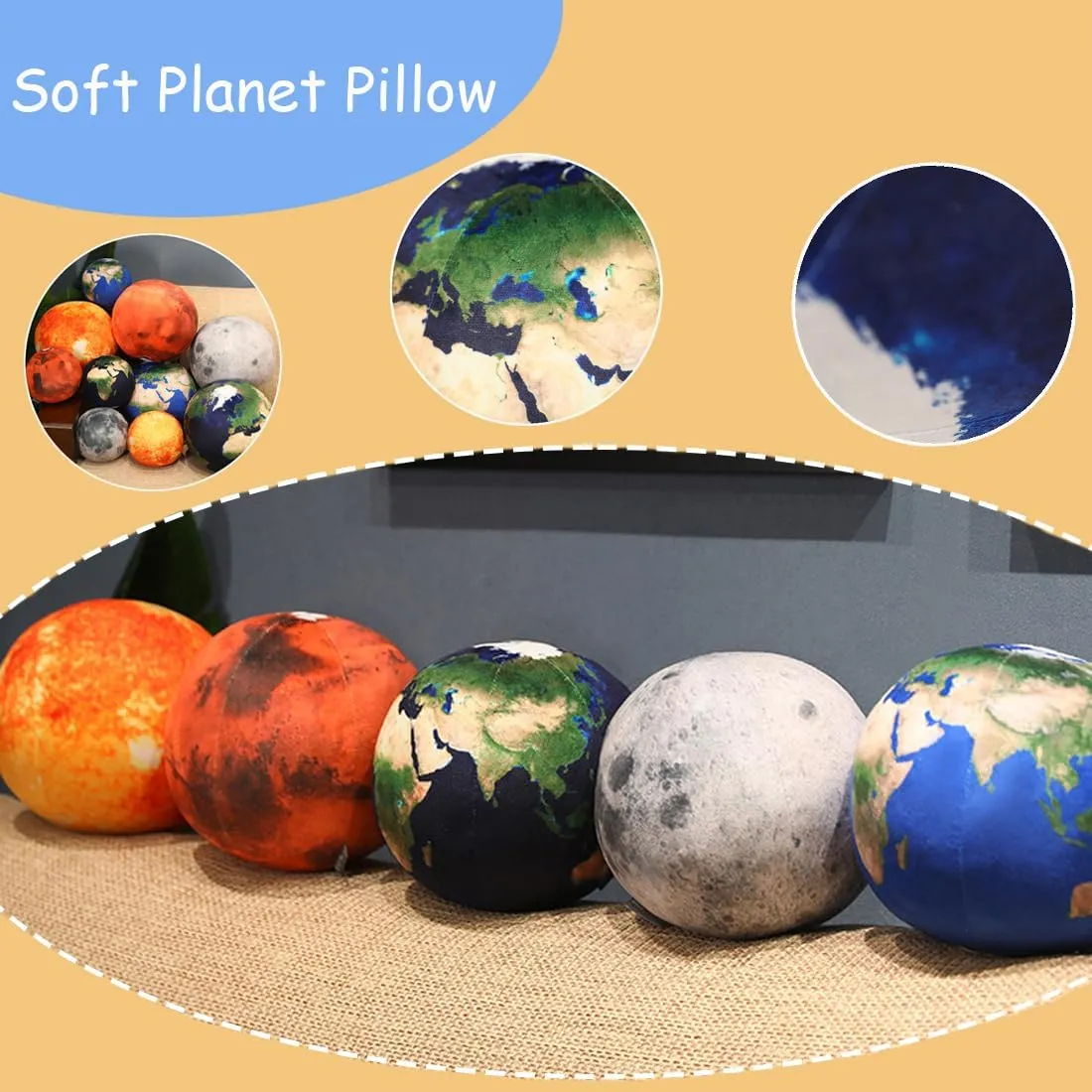 ELAINREN Soft Planet Earth Plush Toy Realistic Stuffed Space Planet Toy Cute Solar System Planet Plushie Doll Gifts/10.6''