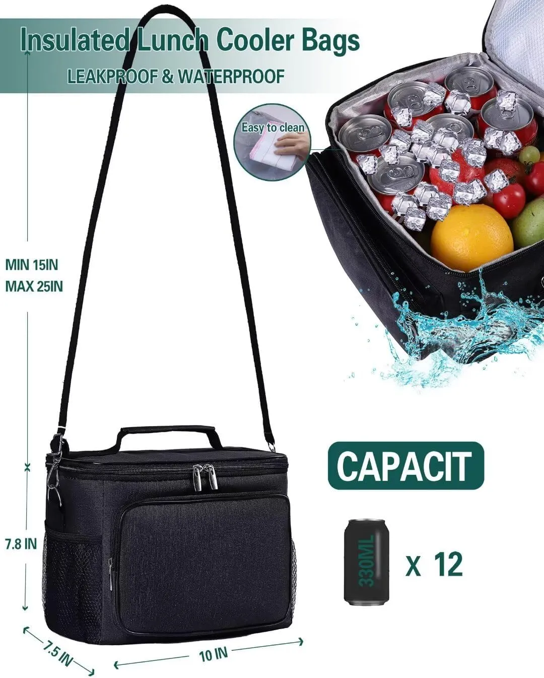 Electric Lunch Box Food Heater 80W Heated LunchBoxes for Adults Work/Car/Truck/Home, 1.8L Portable Food Warmer Heating Lunchbox with Insulated Lunch Bag 12V 24V 110V
