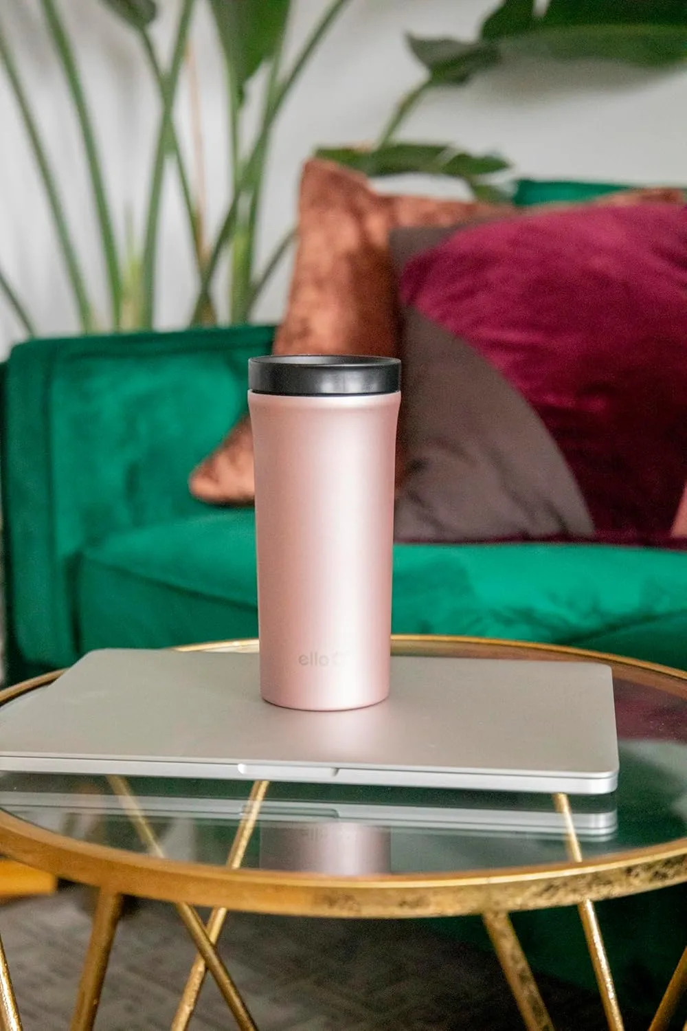 Ello Arabica 14oz Vacuum Insulated Stainless Steel Powder Coat Coffee Travel Mug with Leak-Proof Slider Lid, Keeps Hot for 5 Hours, Perfect for Coffee or Tea, BPA-Free Tumbler