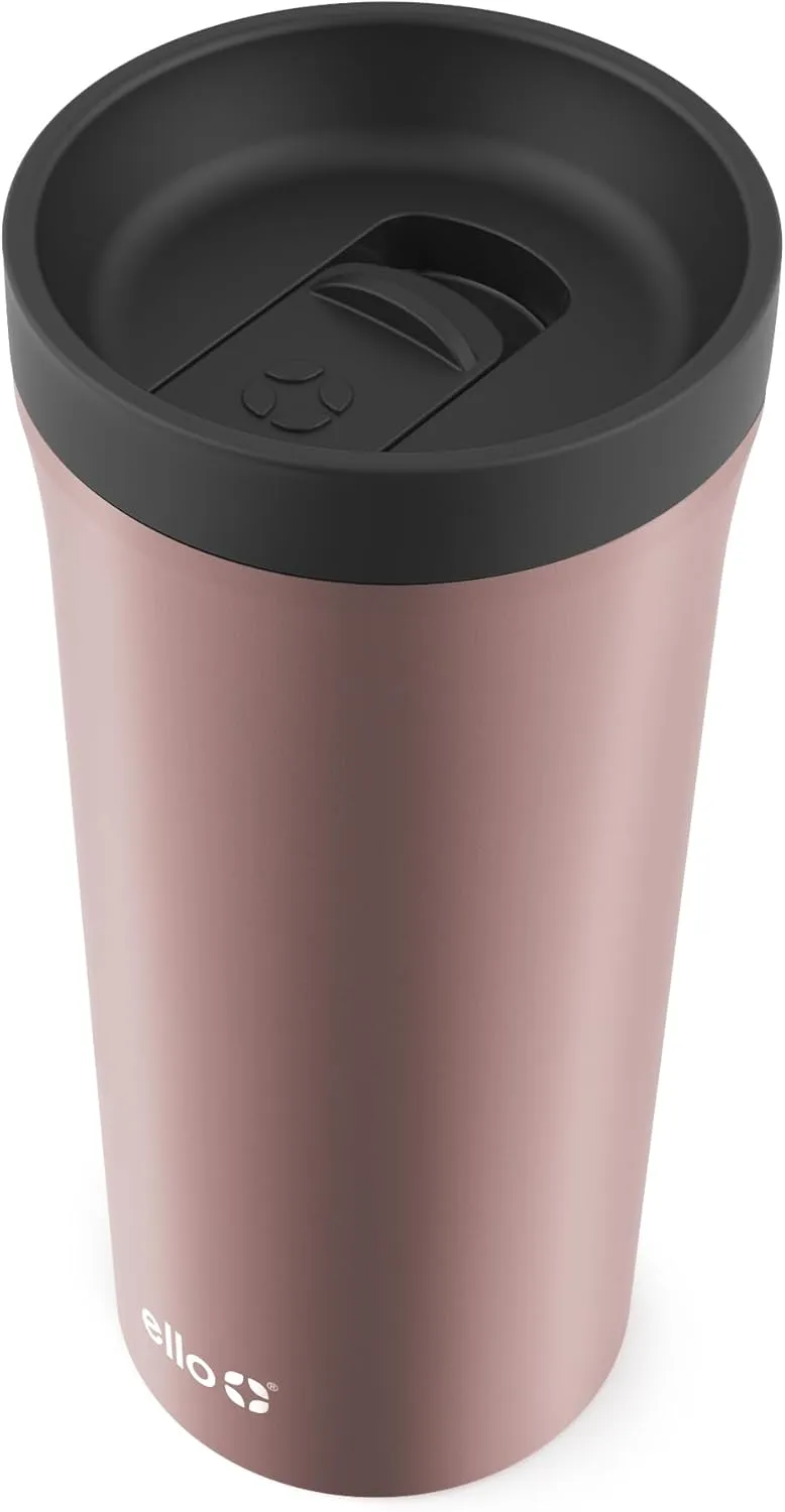 Ello Arabica 14oz Vacuum Insulated Stainless Steel Powder Coat Coffee Travel Mug with Leak-Proof Slider Lid, Keeps Hot for 5 Hours, Perfect for Coffee or Tea, BPA-Free Tumbler