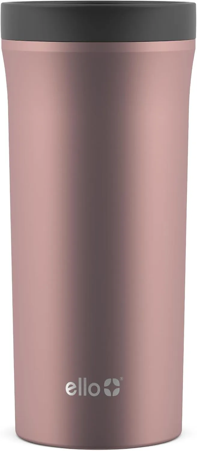 Ello Arabica 14oz Vacuum Insulated Stainless Steel Powder Coat Coffee Travel Mug with Leak-Proof Slider Lid, Keeps Hot for 5 Hours, Perfect for Coffee or Tea, BPA-Free Tumbler