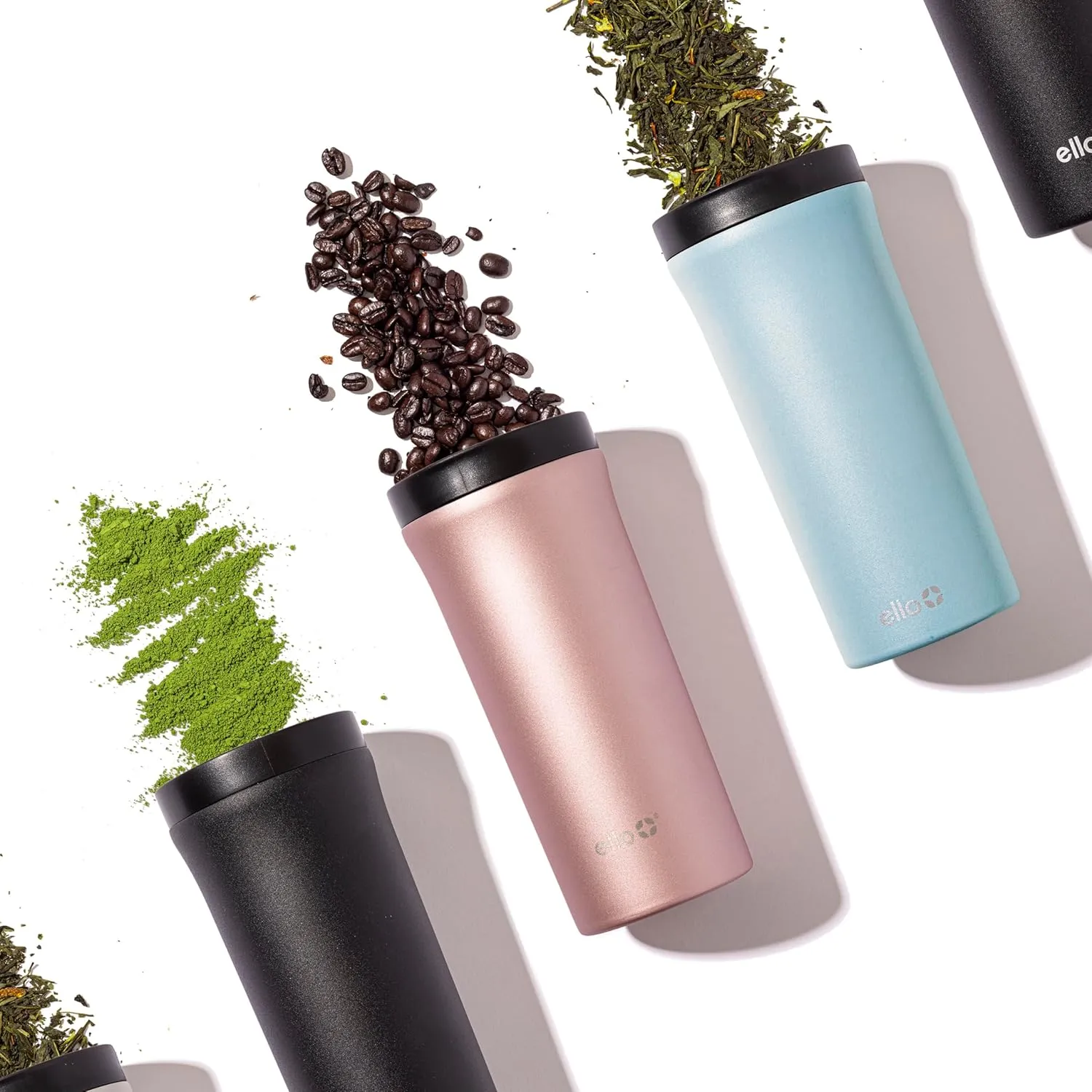 Ello Arabica 14oz Vacuum Insulated Stainless Steel Powder Coat Coffee Travel Mug with Leak-Proof Slider Lid, Keeps Hot for 5 Hours, Perfect for Coffee or Tea, BPA-Free Tumbler