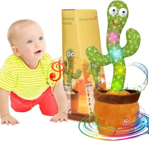 Emoin Dancing Cactus Baby Toys 6 to 12 Months, Talking Cactus Toys Repeats What You Say Baby Boy Toys, Dancing Cactus Mimicking Toy with LED English Sing Talking Musical Toys