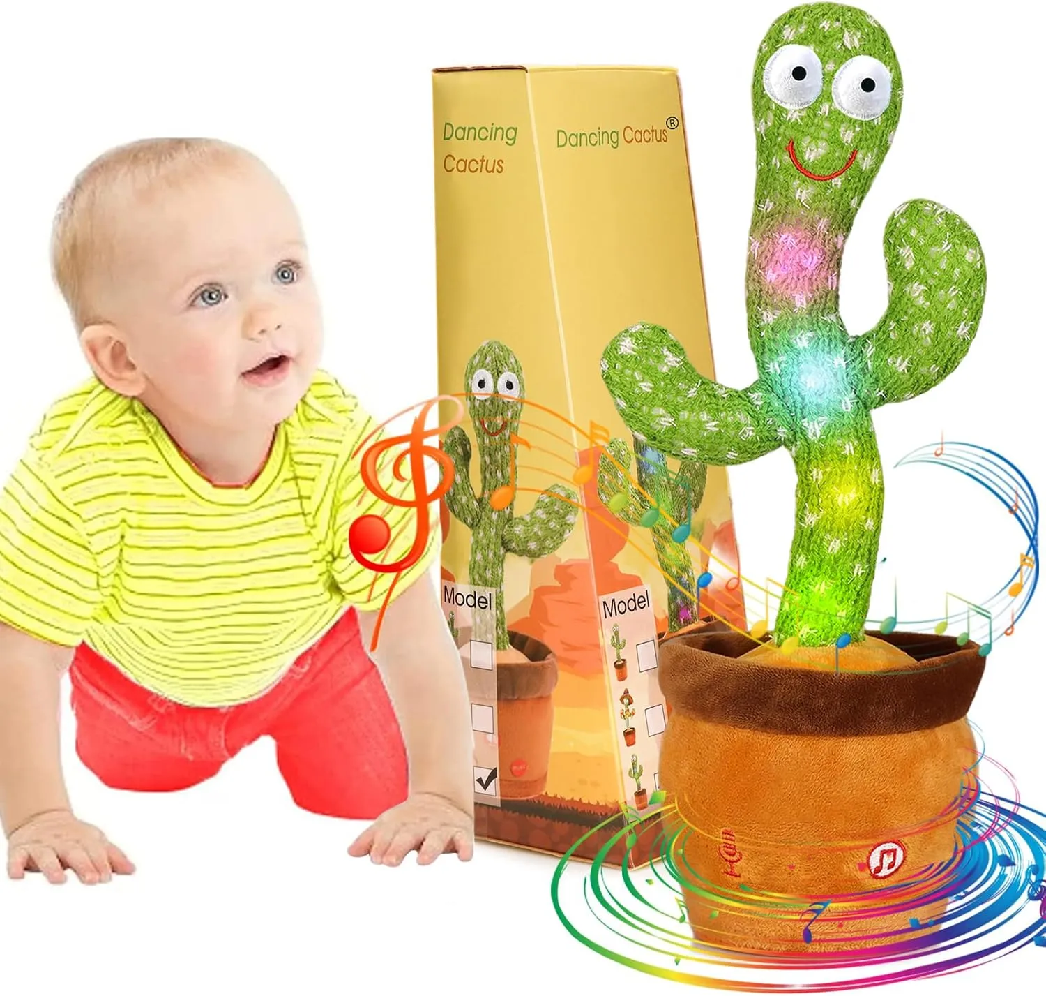 Emoin Dancing Cactus Baby Toys 6 to 12 Months, Talking Cactus Toys Repeats What You Say Baby Boy Toys, Dancing Cactus Mimicking Toy with LED English Sing Talking Musical Toys