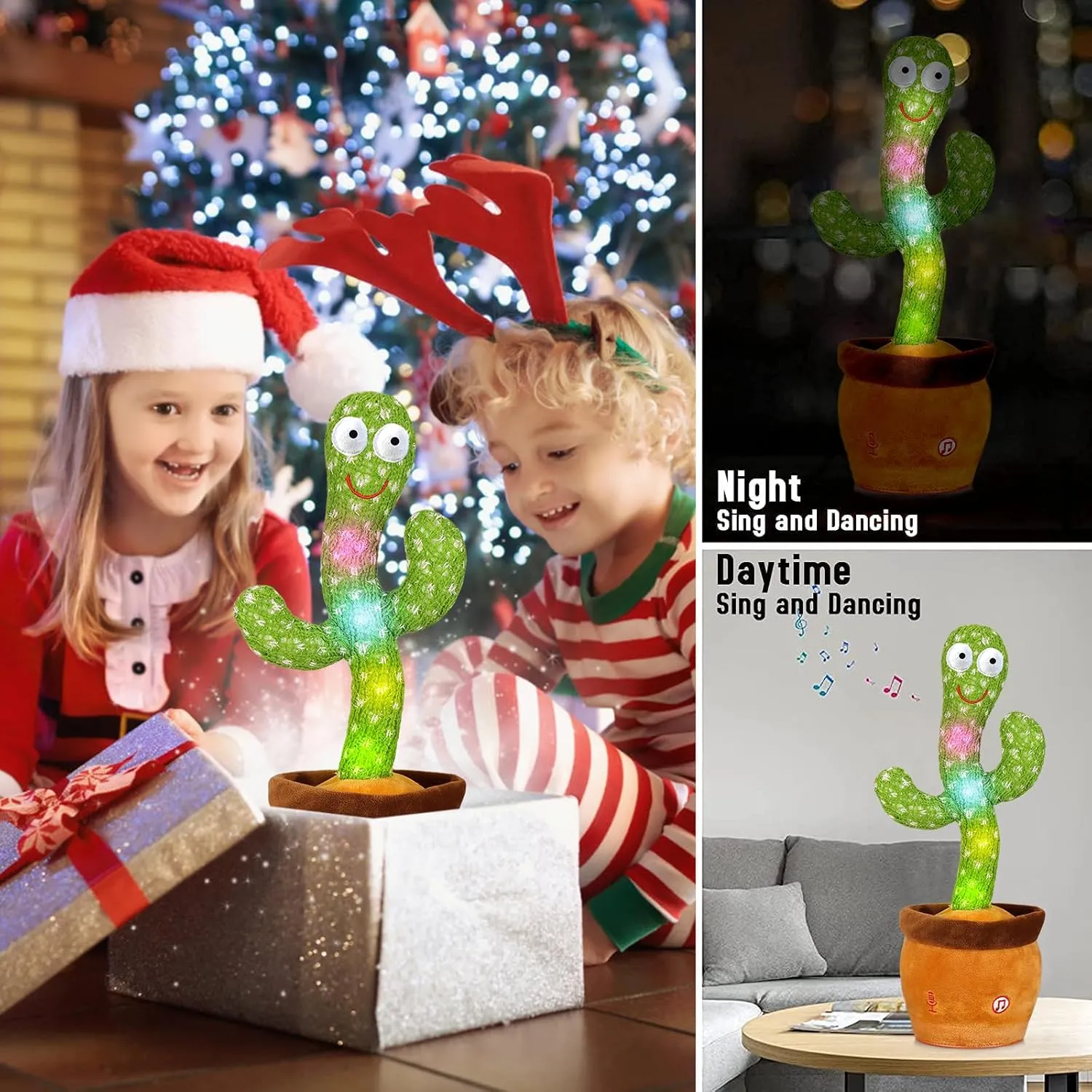 Emoin Dancing Cactus Baby Toys 6 to 12 Months, Talking Cactus Toys Repeats What You Say Baby Boy Toys, Dancing Cactus Mimicking Toy with LED English Sing Talking Musical Toys