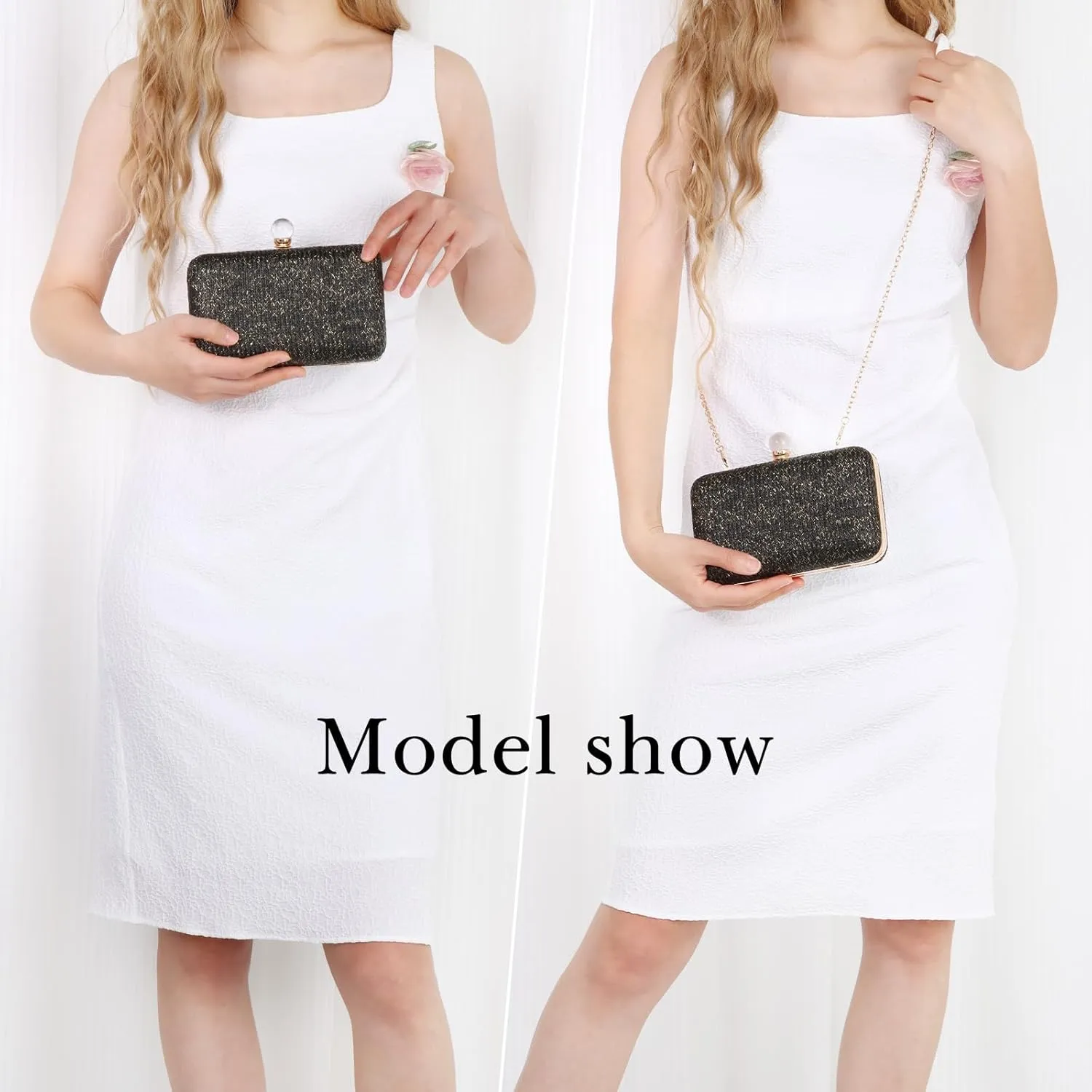 Emprier Straw Clutch Purse for Women Raffia Crossbody Handbags Summer Woven Purses Envelope Handbag
