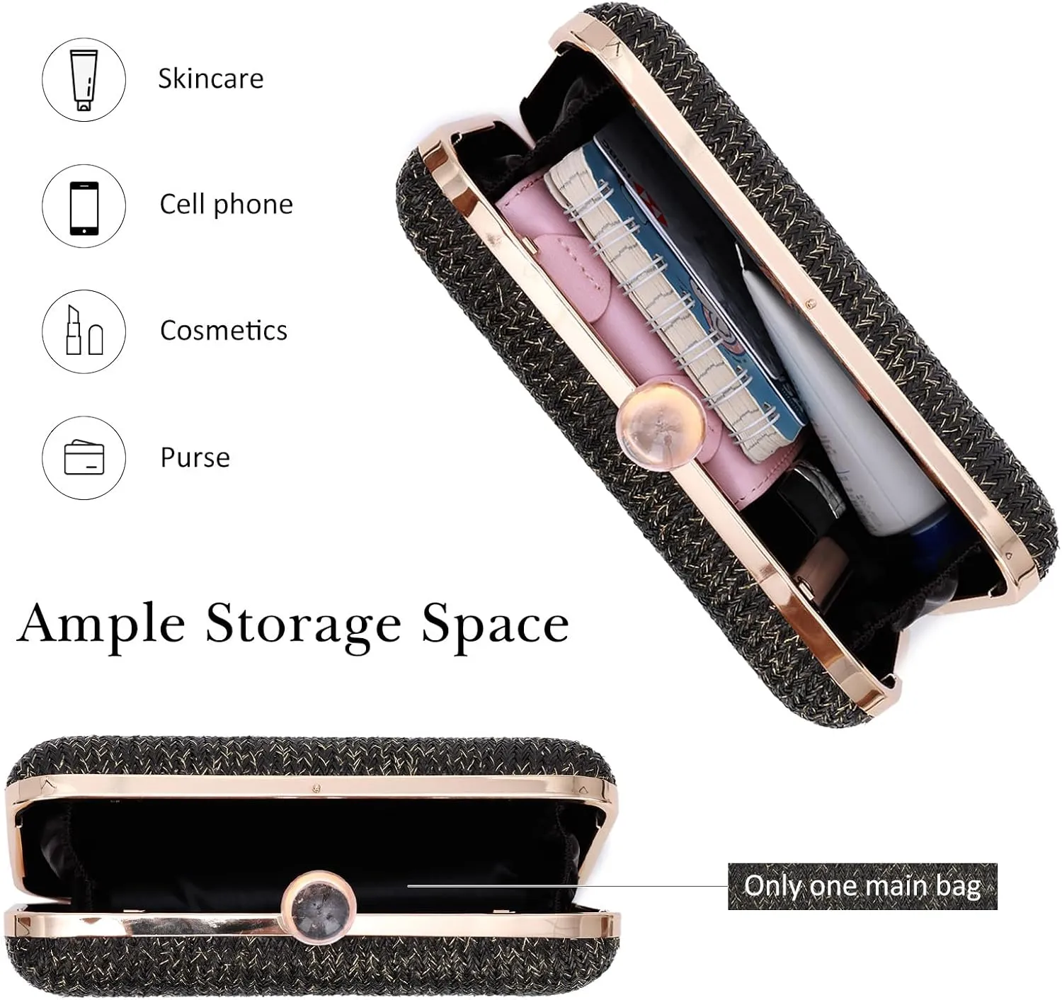 Emprier Straw Clutch Purse for Women Raffia Crossbody Handbags Summer Woven Purses Envelope Handbag