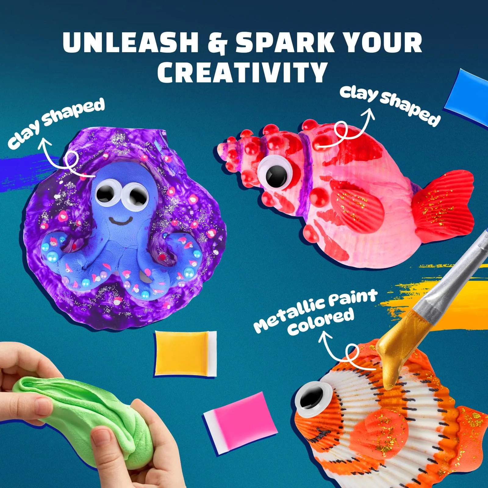 EPUMP Shell Painting Kit for Kids - Glow in The Dark Arts and Crafts for Boys Girls Ages 6-12, Kids Crafts 8-12, Art Supplies, Creative Arts and Crafts Toys Christmas Birthday Party Gifts
