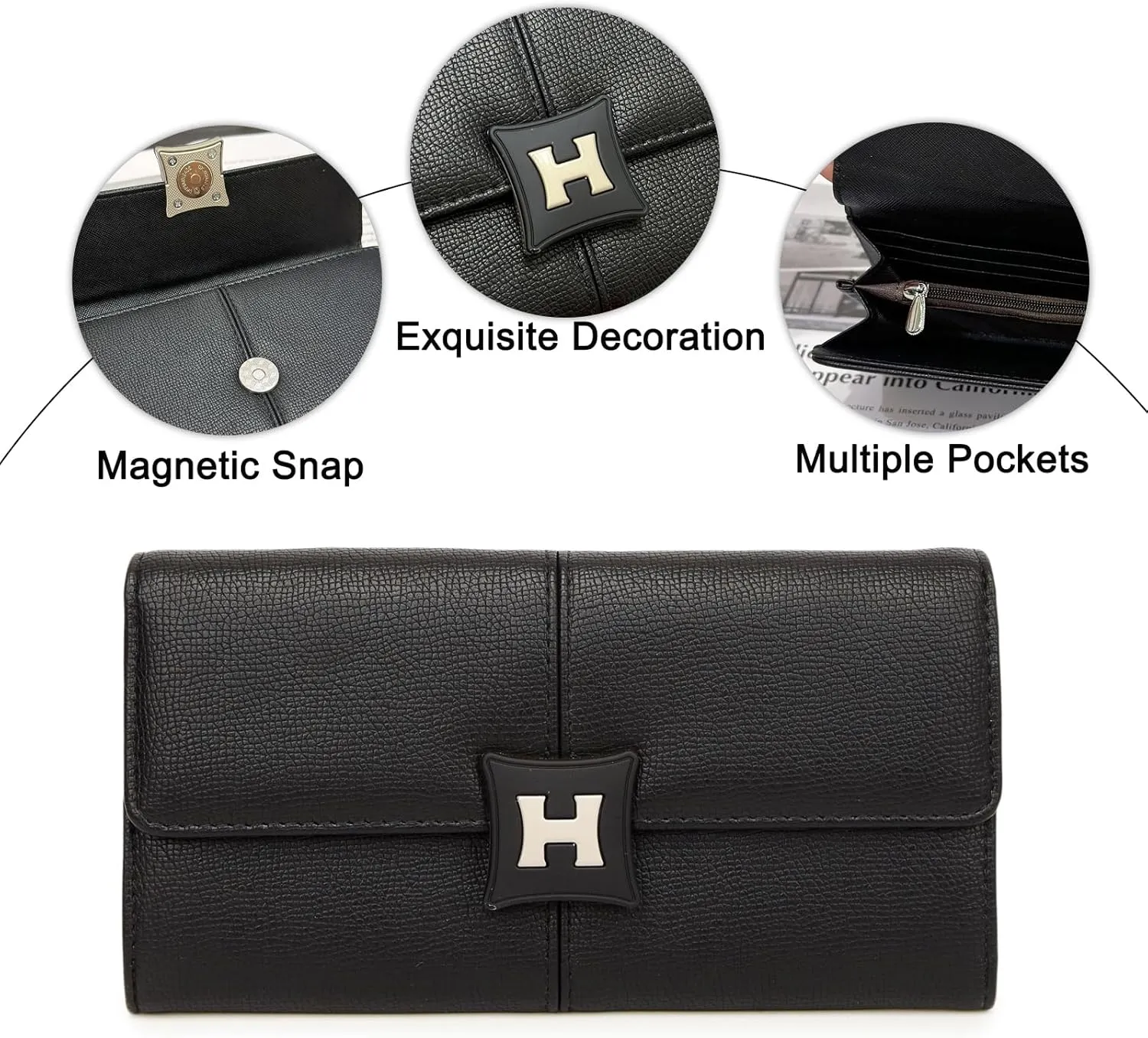 Eslcorri Women Wallet Purse Small PU Leather Clutch Purse Slim Cash Envelop Wallet with Card Holder and Zip Coin Pocket Cute Ladies Mini Phone Purse Elegant Coin Purse Handbag, Gift to Wife Mom -Grey