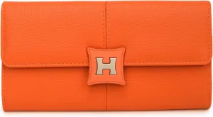 Eslcorri Women Wallet Purse Small PU Leather Clutch Slim Cash Envelop Wallet with Card Holder and Zip Coin Pocket Cute Ladies Mini Phone Purse Elegant Coin Purse Handbag, Gift to Wife Mom -Orange
