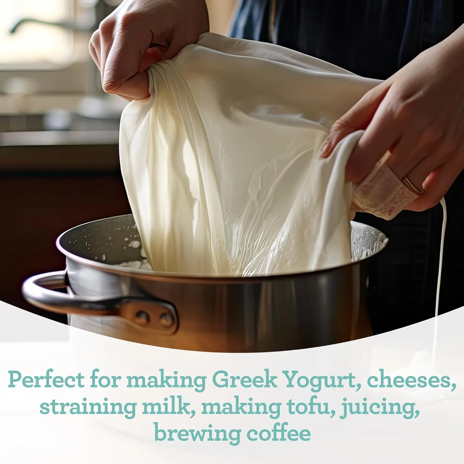 Euro Cuisine Nut Milk Bag - Cheese Cloth Bag for Straining Greek Yogurt, Organic Cheesecloth for Straining, Nut Milk Bag Reusable, Kava Strainer Bag, Nutmilk Mesh Bag (18"x18")