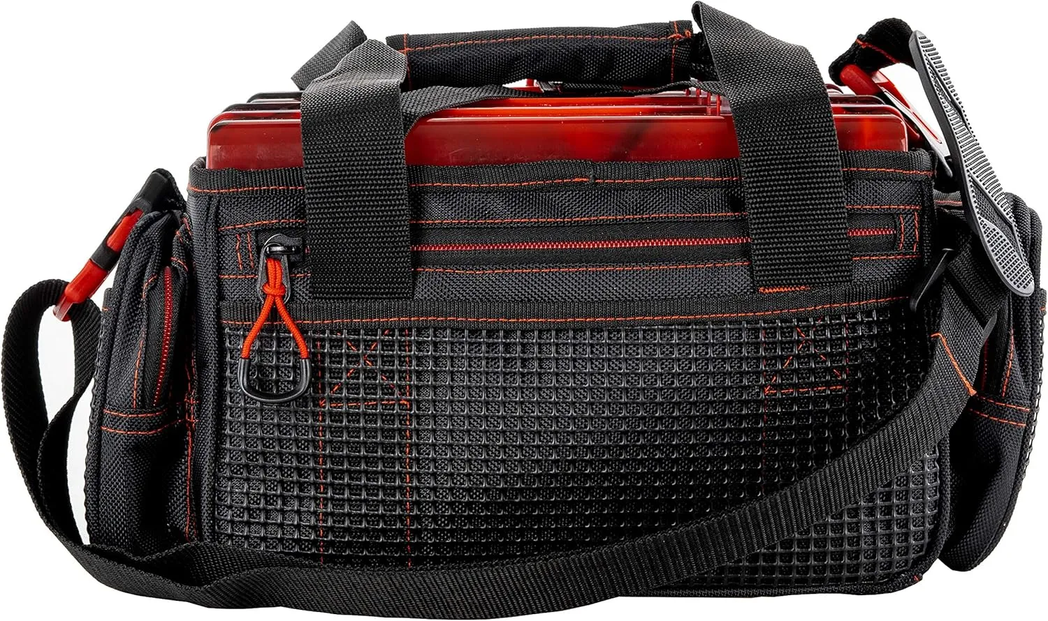 Evolution Outdoor Drift Series Topless Horizontal Tackle Bag – Outdoor Rucksack w/ 5 Fishing Tackle Trays, Padded Handle and Shoulder Strap, Plier Holster, Tackle Carrying Case