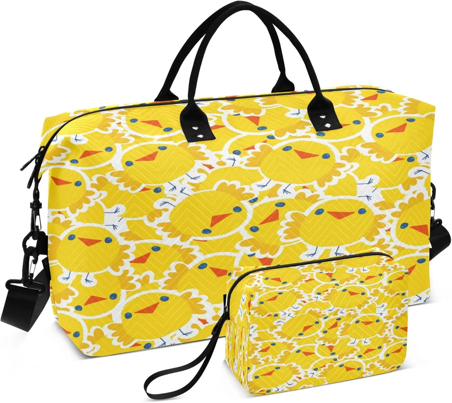 Exnundod Animals Chicken and Eggs Travel Duffel Bags for Women Yellow Sports Gym Bag Weekender Carry On Tote Overnight Luggage Duffle Bags