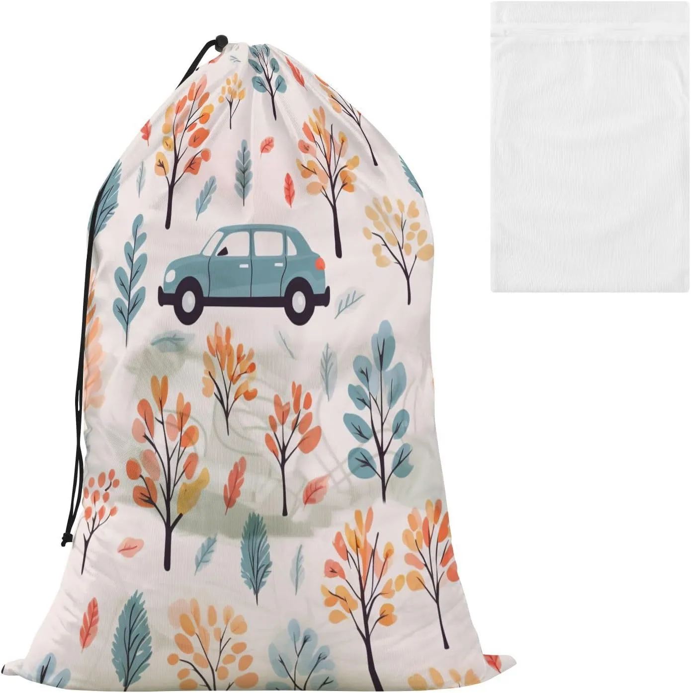 Extra Large Travel Laundry Bag And Mesh Laundry Bag, Rip-Stop Dirty Clothes Bag with Drawstring, Duty Travel Laundry Bag, Large Laundry Hamper Liner (24" x 36") Tree Car (4)