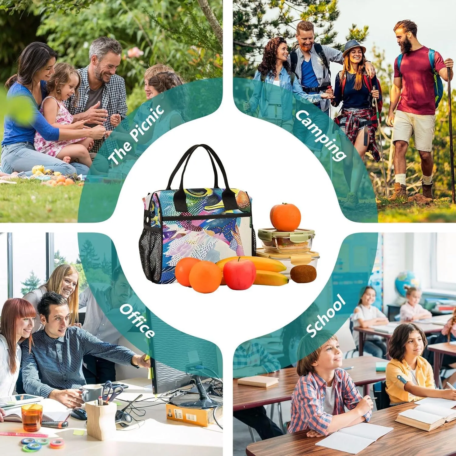 Falcon Color Clip Art Lunch Bag Women Cooler Bags Lunch Tote Bags for Men Reusable Insulated Lunch Box Crossbody with Shoulder Strap Leakproof Work Picnic S