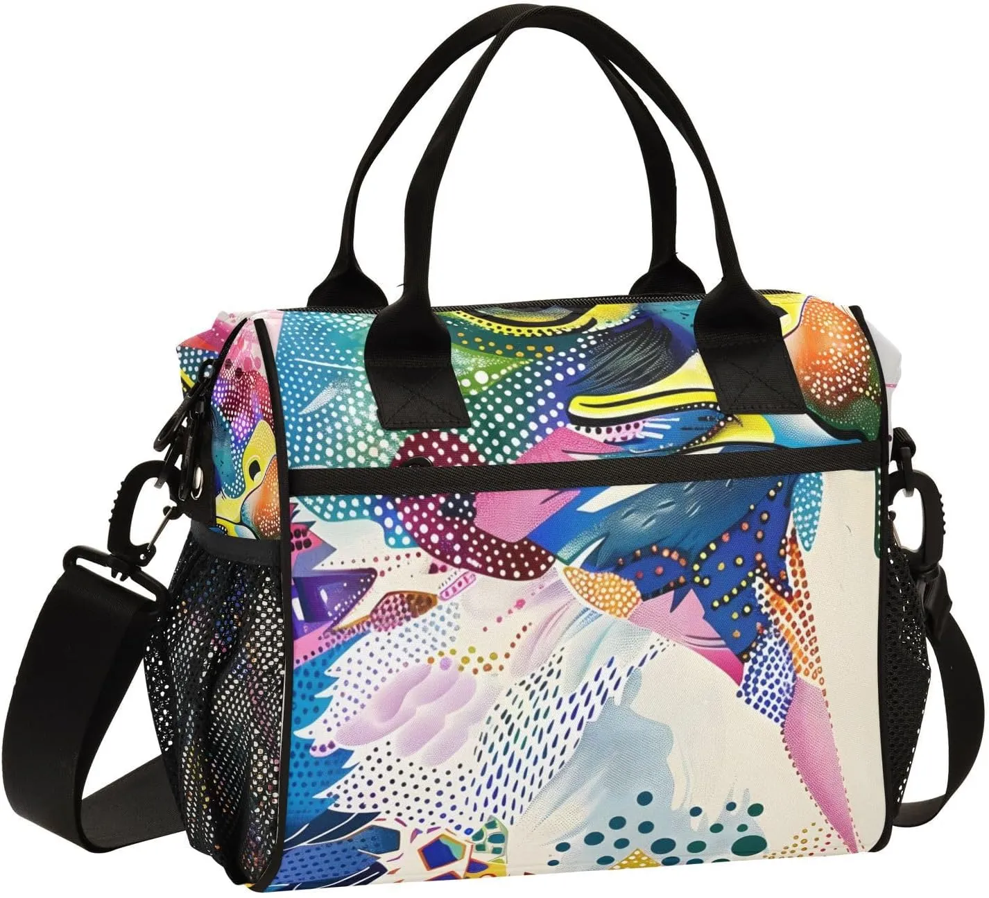 Falcon Color Clip Art Lunch Bag Women Cooler Bags Lunch Tote Bags for Men Reusable Insulated Lunch Box Crossbody with Shoulder Strap Leakproof Work Picnic S