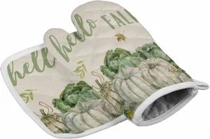 Fall Thanksgiving Kitchen Oven Gloves Cabbage Pumpkin Oven Mitts Pot Holder Set Maple Leaf Hot Pad Sets for Kitchen BBQ Cooking Baking Grilling Heat Resistance Non-Slip, 10x6 inch 8x8 inch