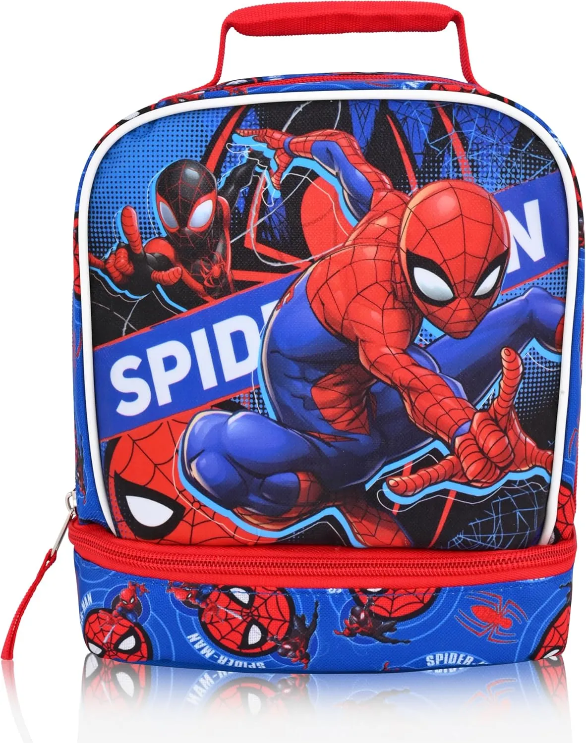 Fast Forward Marvel Spiderman Lunch Box for Kids | Miles Morales Insulated Lunch Bag Lunch Box for Boys, Girls, Toddlers | Spiderman Blue Reusable Lunchbox