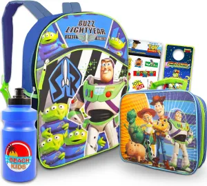 Fast Forward Toy Story Backpack and Lunch Box Set - Bundle of Backpack, Lunch Bag, Stickers, More | Buzz and Woody School Supplies