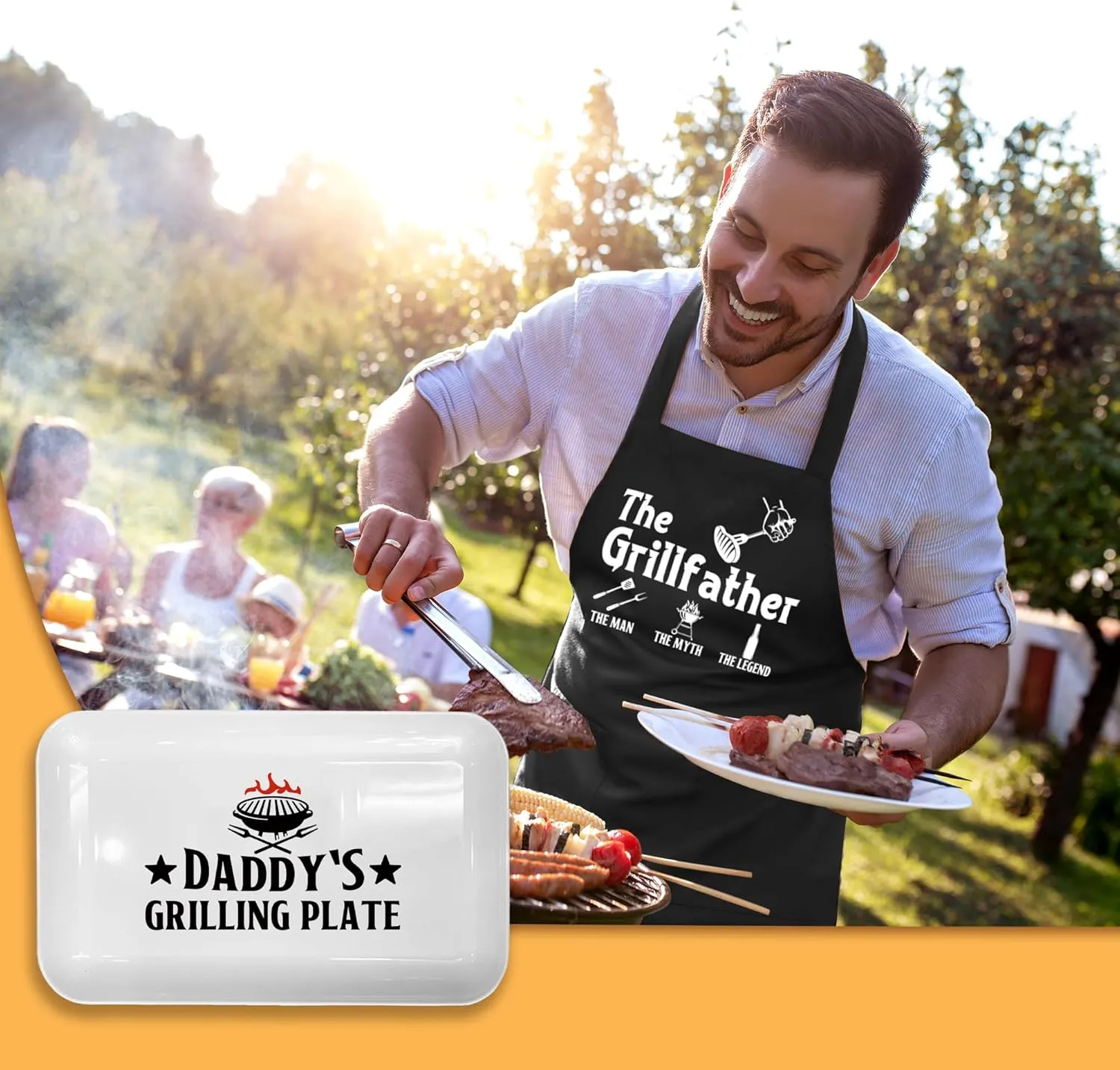Fathers Day Dad Gifts, Gift for Dad Grill Platter from Daughter/Son, BBQ Grilling Serving Tray Plate Dishes, Dad Birthday Gift for Salads Desserts Charcuterie Outdoor Indoor Cooking Father's Day