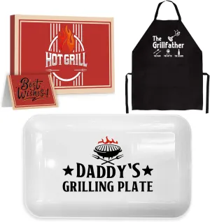 Fathers Day Dad Gifts, Gift for Dad Grill Platter from Daughter/Son, BBQ Grilling Serving Tray Plate Dishes, Dad Birthday Gift for Salads Desserts Charcuterie Outdoor Indoor Cooking Father's Day