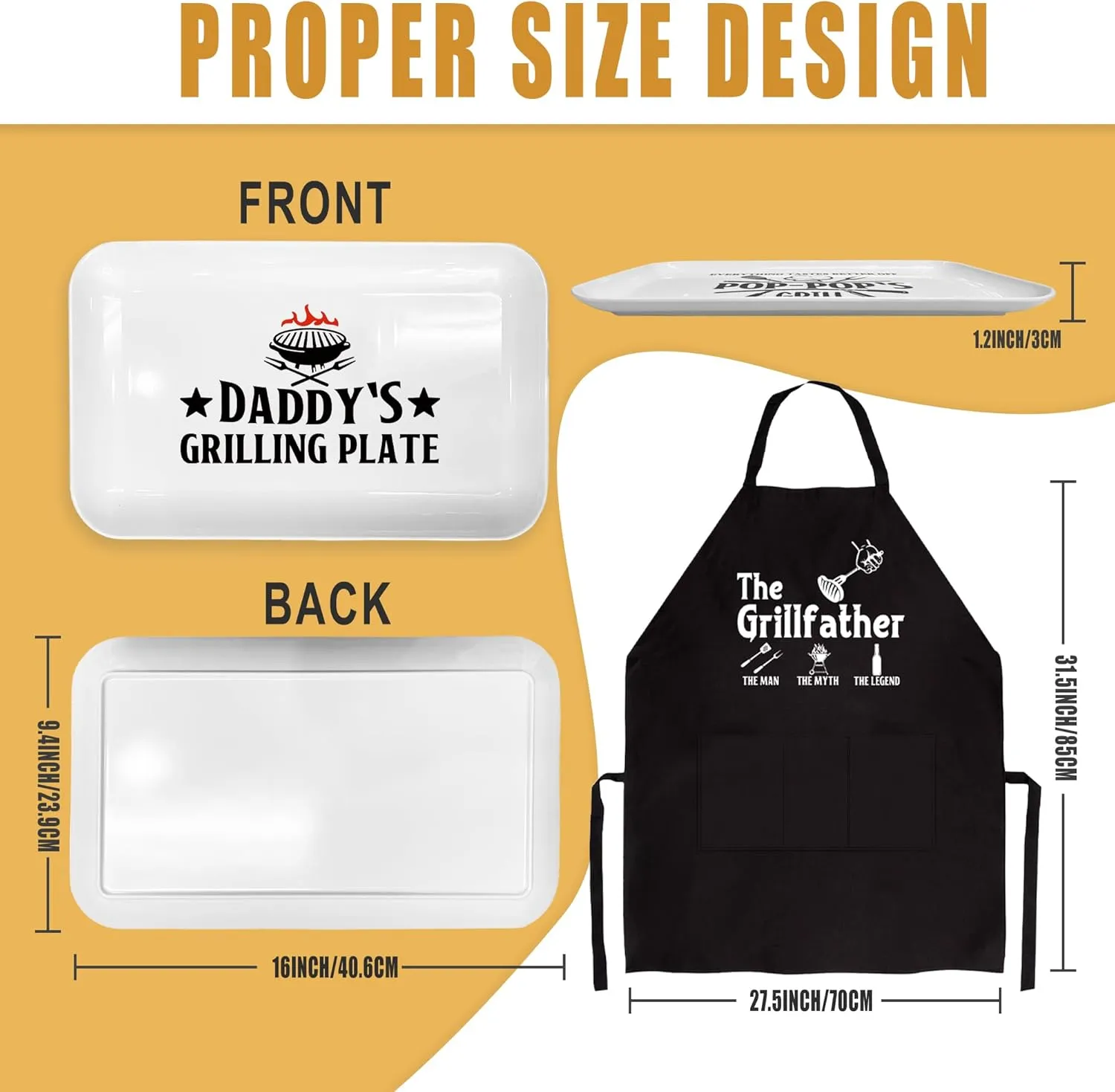 Fathers Day Dad Gifts, Gift for Dad Grill Platter from Daughter/Son, BBQ Grilling Serving Tray Plate Dishes, Dad Birthday Gift for Salads Desserts Charcuterie Outdoor Indoor Cooking Father's Day