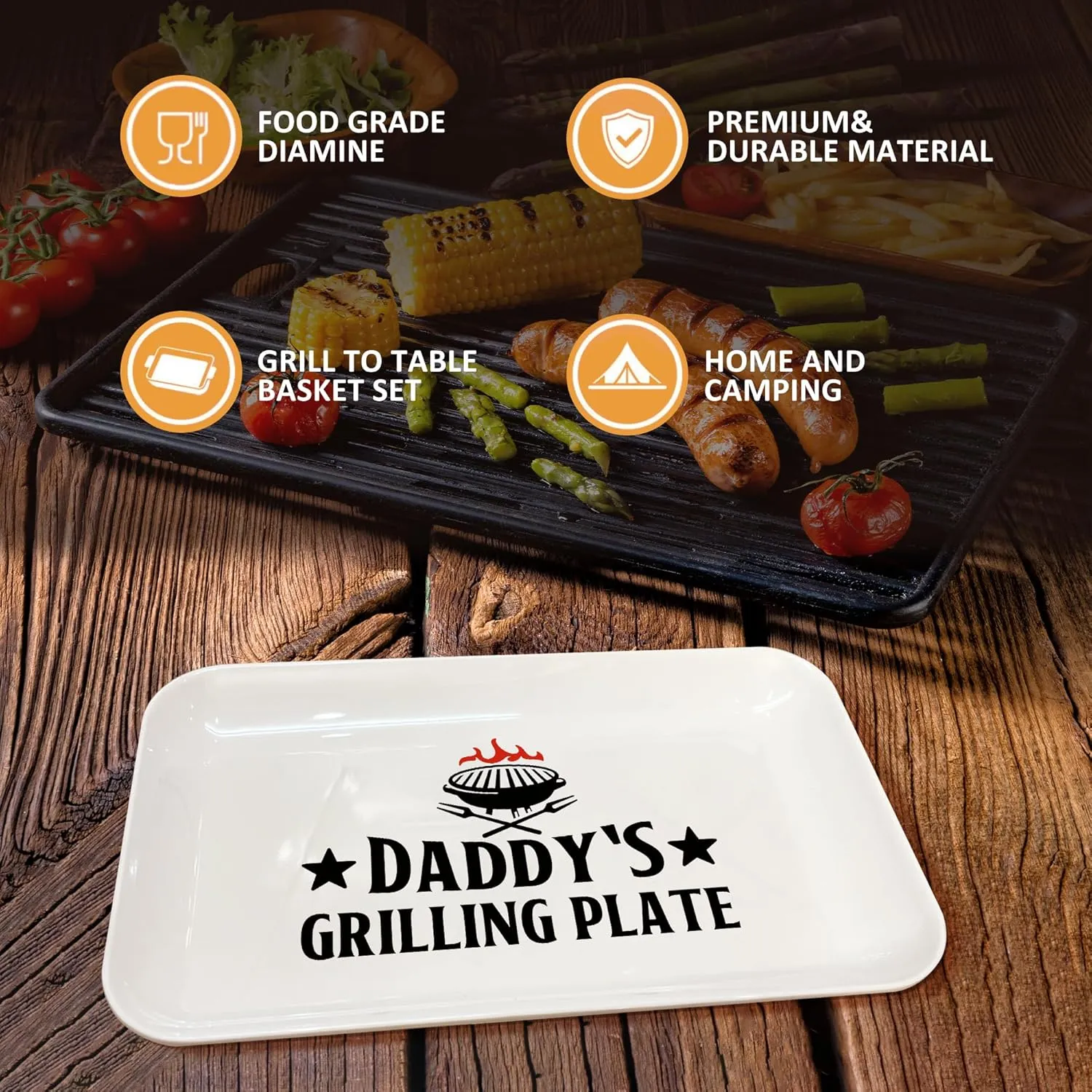 Fathers Day Dad Gifts, Gift for Dad Grill Platter from Daughter/Son, BBQ Grilling Serving Tray Plate Dishes, Dad Birthday Gift for Salads Desserts Charcuterie Outdoor Indoor Cooking Father's Day