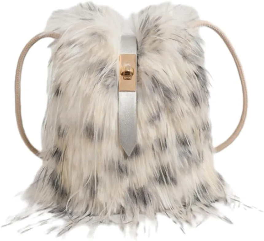 Faux Fur Crossbody Bags for Women Fashion Clutch Purses for Evening Party Slouchy Handbag Y2k Purse Phone Bag with Buckle