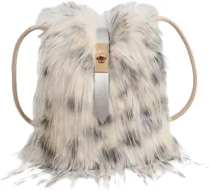 Faux Fur Crossbody Bags for Women Fashion Clutch Purses for Evening Party Slouchy Handbag Y2k Purse Phone Bag with Buckle