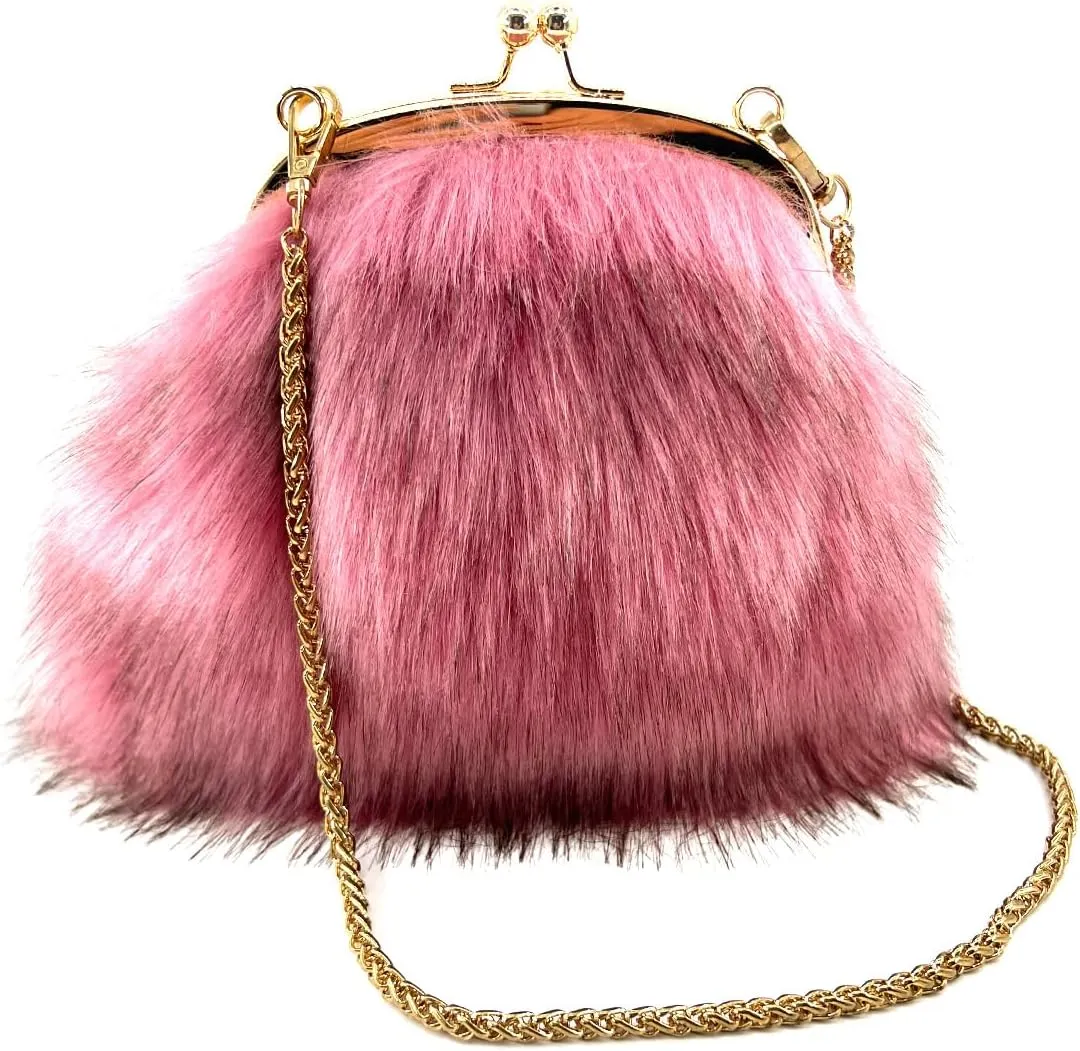 Faux Fur Evening Handbags Fuzzy Satchel Style Purse Fashion Clutch Handbag Shoulder Vintage Bags for Women