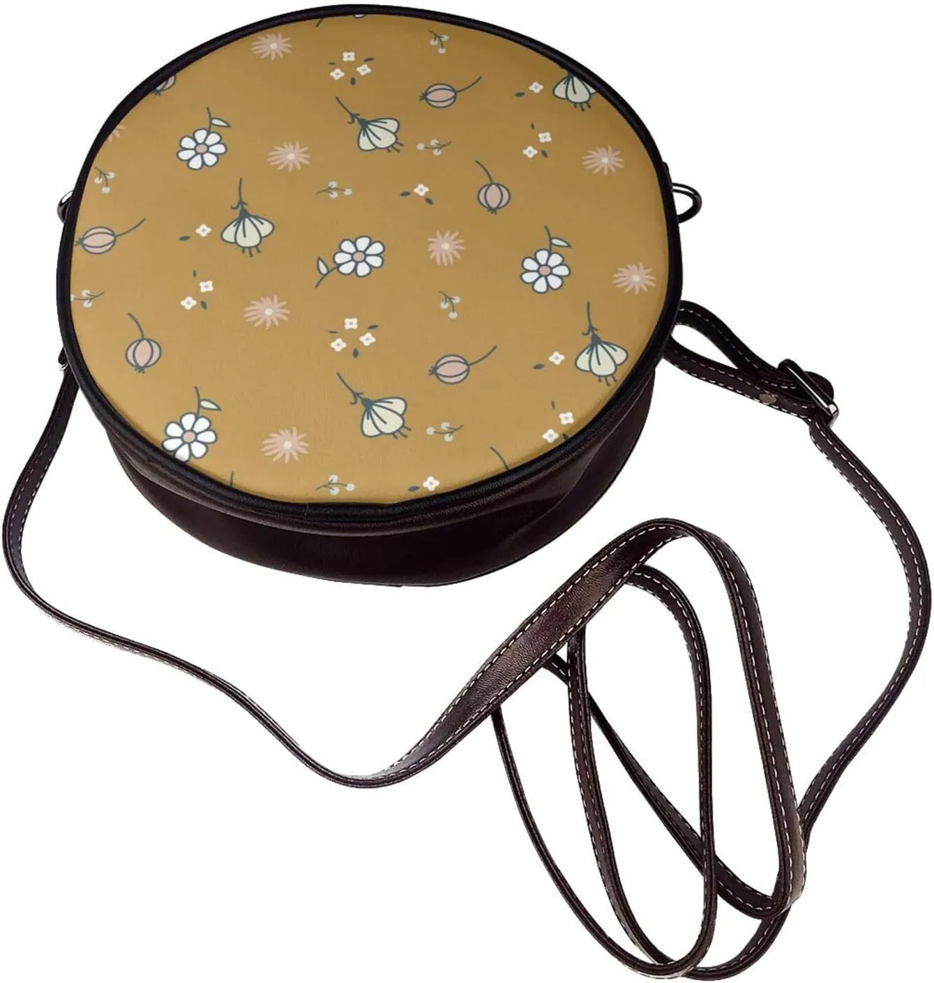 Faux Leather Shoulder Bag for Women, Round Shoulder Purse and Clutch Tote Bag with Shoulder Strap