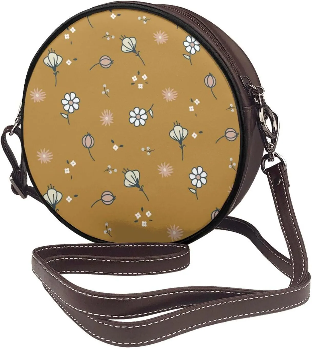Faux Leather Shoulder Bag for Women, Round Shoulder Purse and Clutch Tote Bag with Shoulder Strap