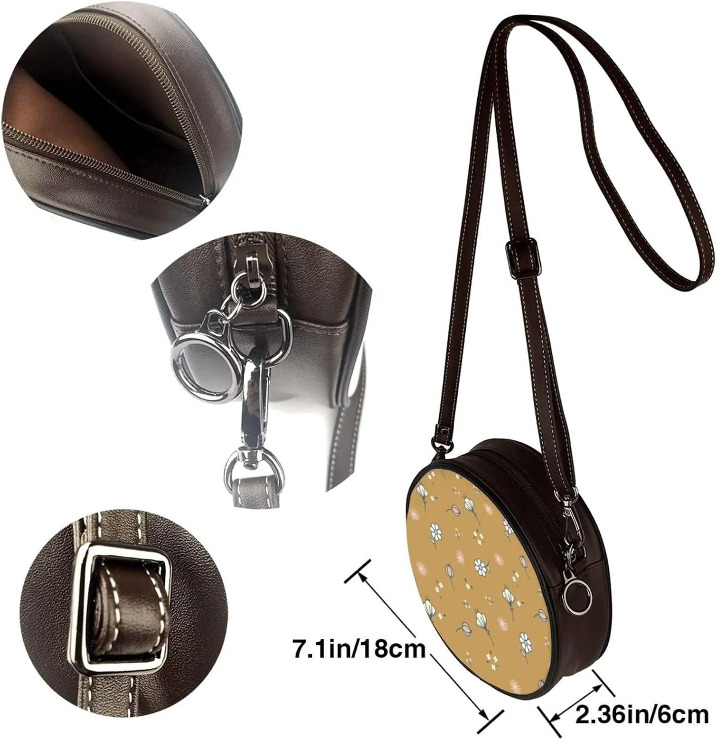 Faux Leather Shoulder Bag for Women, Round Shoulder Purse and Clutch Tote Bag with Shoulder Strap