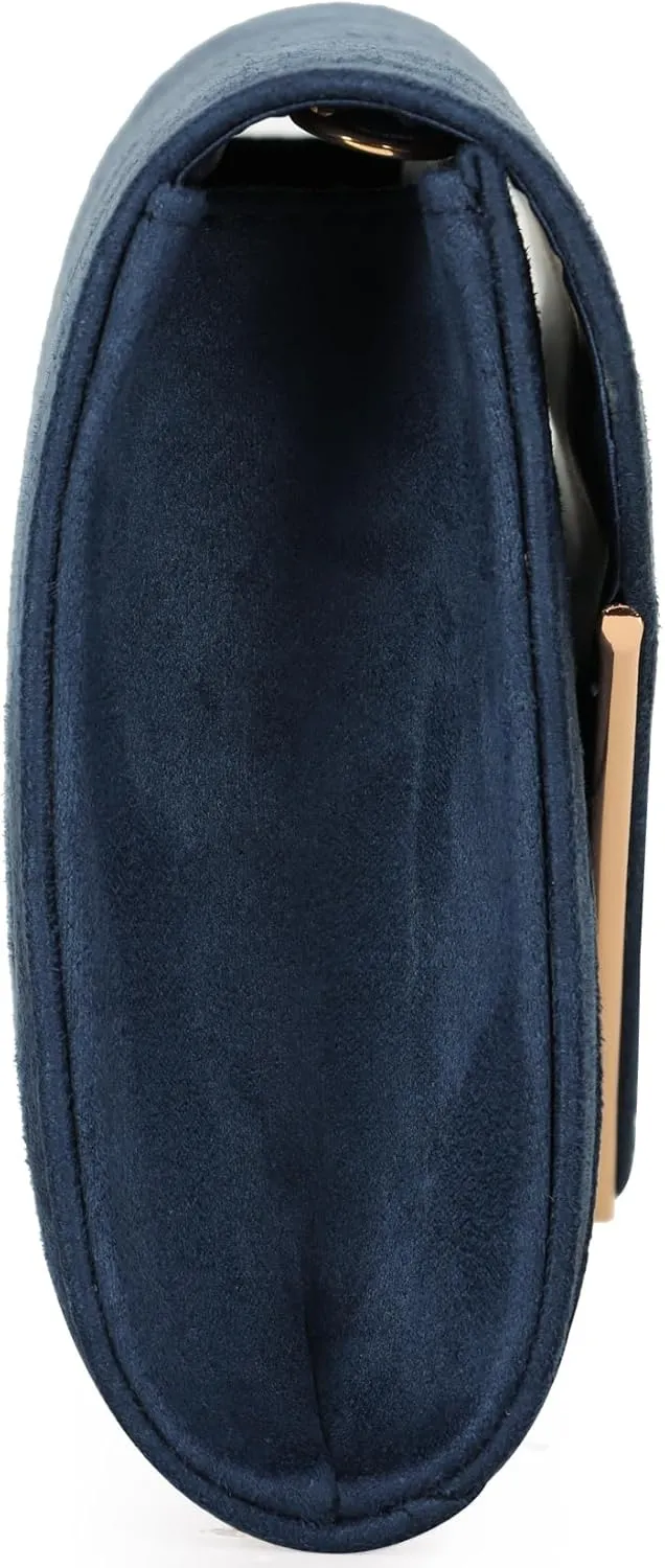 Faux Suede Women Evening Bag Foldover Clutch Purse Cocktail Prom Party Formal Envelope Handbag