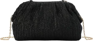Fecialy Straw Clutch Purse for Women Summer Beach Bag Dumpling Clutch Straw Crossbody Bag Beach Woven Rattan Bag