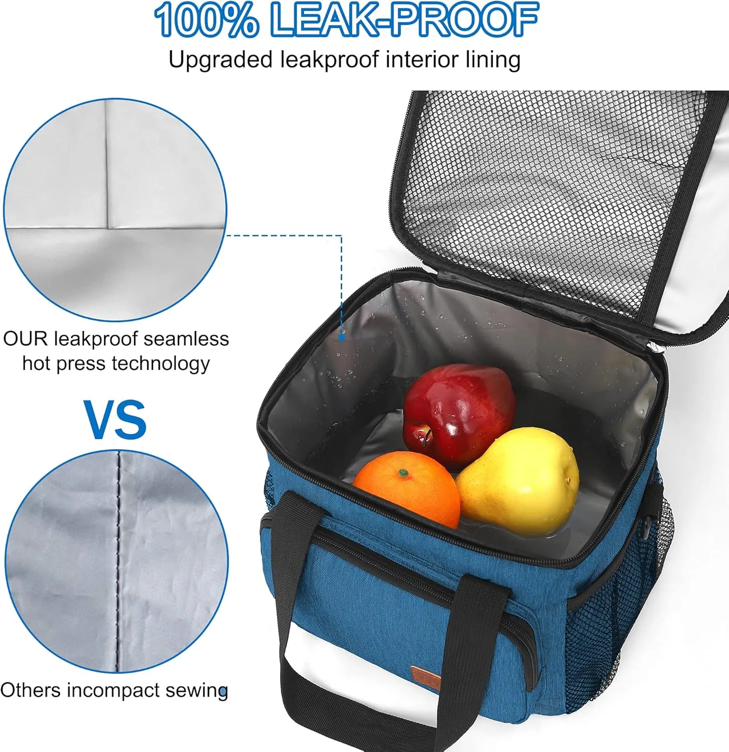 Femuar Lunch Bags for Women/Men, Insulated Lunch Bag for Work Office Picnic - Lunch Cooler Bag Leakproof Lunch Box with Adjustable Shoulder Strap - Blue
